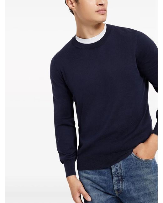 Brunello Cucinelli Blue Lightweight Cotton Crewneck Sweater for men