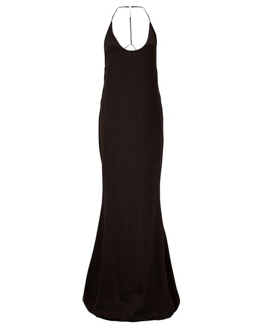 Tom Ford Black Silk Satin Evening Dress With American Neckline