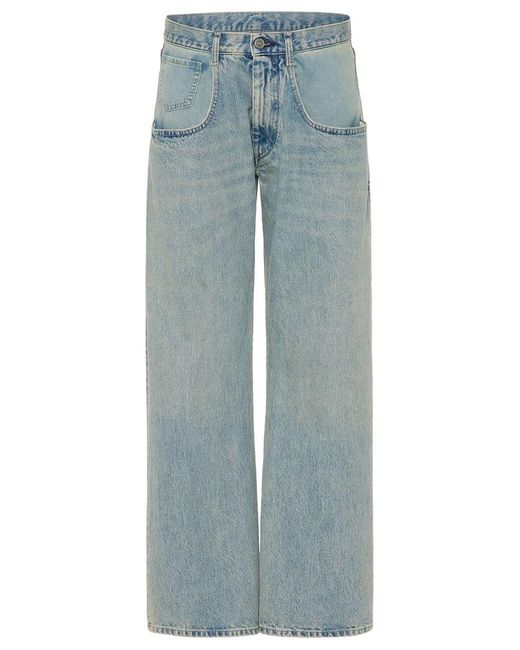 Maison Margiela Blue Straight-Leg Jeans With Exaggerated Pocket