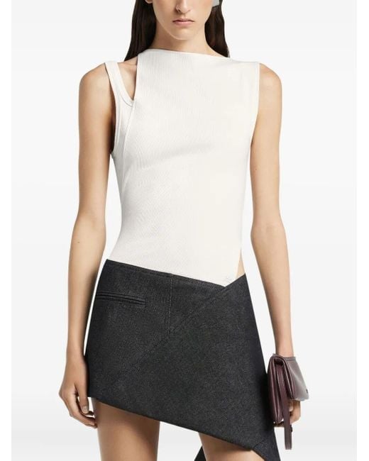 Courreges White Oblique 90`s Rib Top