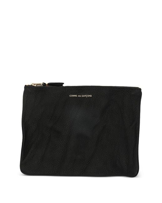 Comme des Garçons Black Washed Leather Wallet With Zip