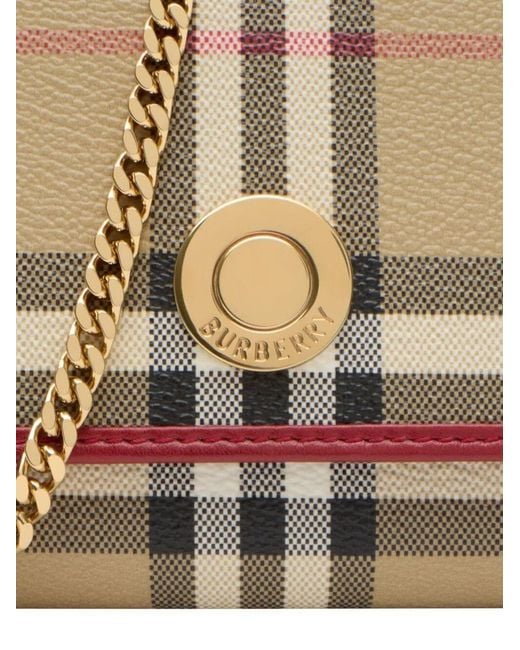 Burberry Natural Check Wallet With Chain Strap