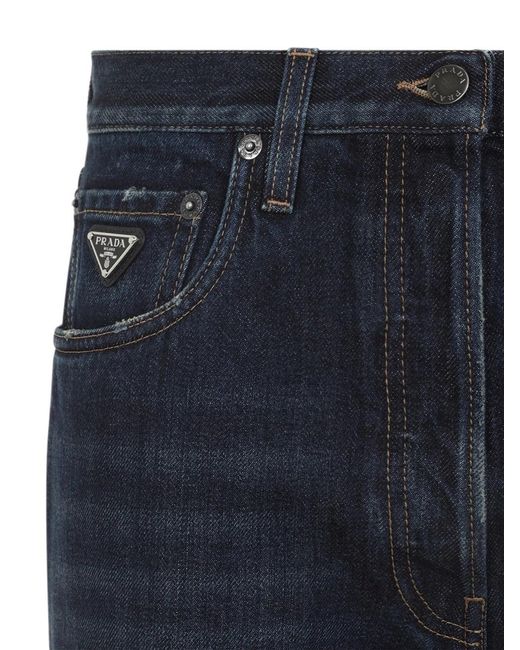 Prada Blue Light Wash Wide Leg Denim Jeans