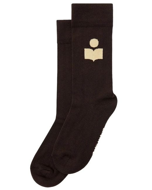 Isabel Marant Black Siloki Socks With Bicolore Logo