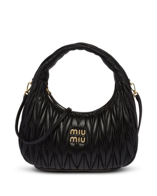 Miu Miu Miu Wander Matelassé Medium Bag in Black | Lyst