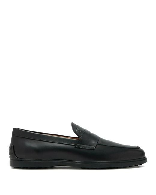 Tod's Black Leather Loafers for men
