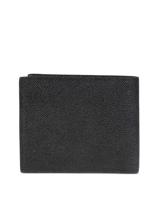 Tom Ford Black Grained Calf Leather Bi-Fold Wallet With Metal Tf Logo for men