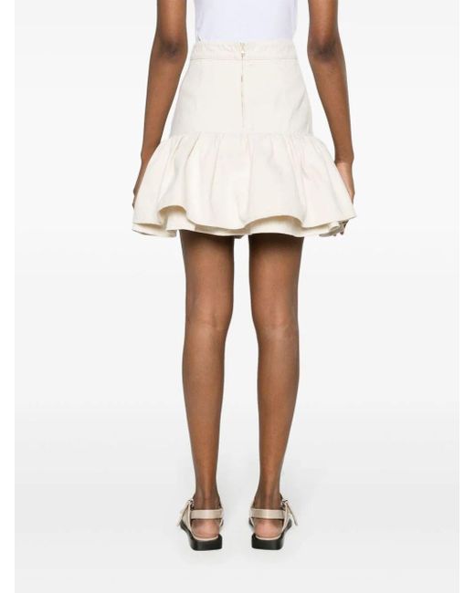 Patou White Miniskirt With Ruffles