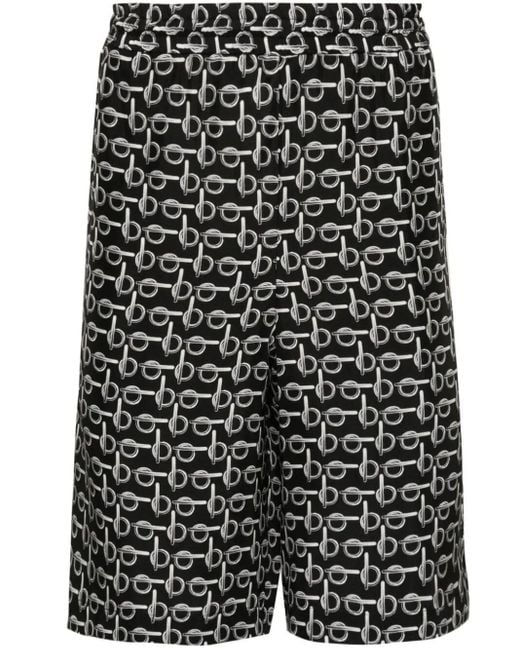 Burberry Black B Elasticated-Waistband Silk Shorts for men