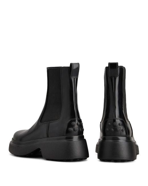 Tod's Black Chelsea Boots In Leather