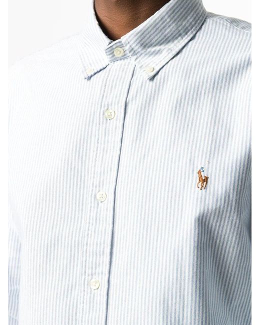 Polo Ralph Lauren White Oxford Shirt In Striped Cotton for men