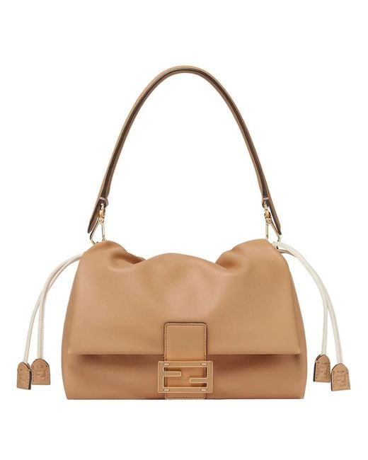 Fendi Natural Mamma Baguette Medium Nappa Leather Bag