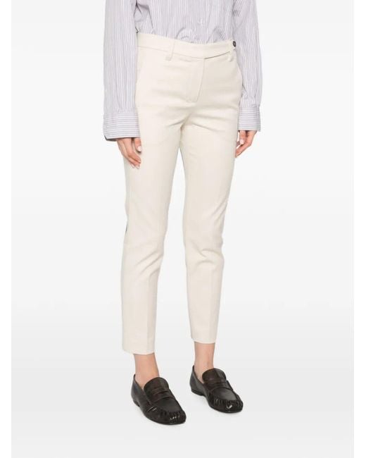 Brunello Cucinelli White Cotton Pants With Tapered Leg