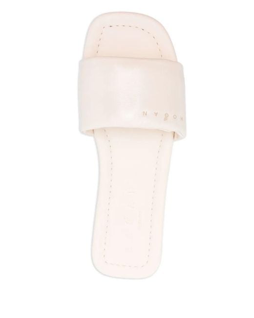 Hogan White Leather Slide Shoes