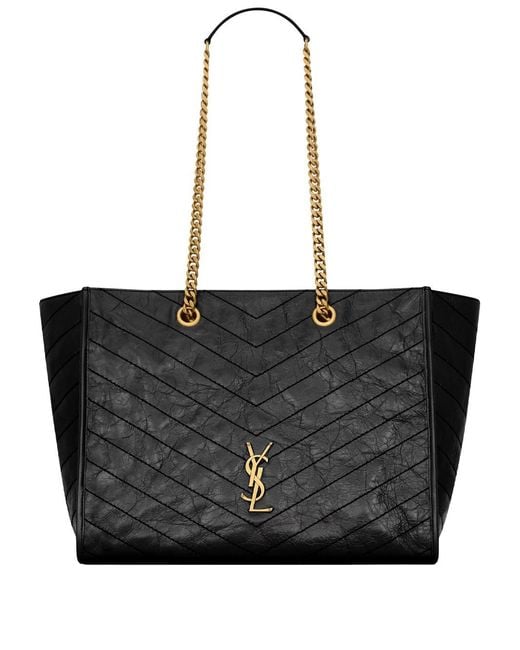 Saint Laurent Black Niki Vintage Leather Shopping Bag