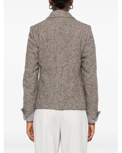 Brunello Cucinelli Brown Double-Breasted Wool Short Coat