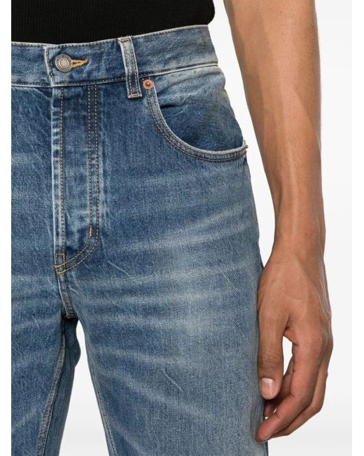 Saint Laurent Blue Low-Rise Straight-Leg Jeans for men