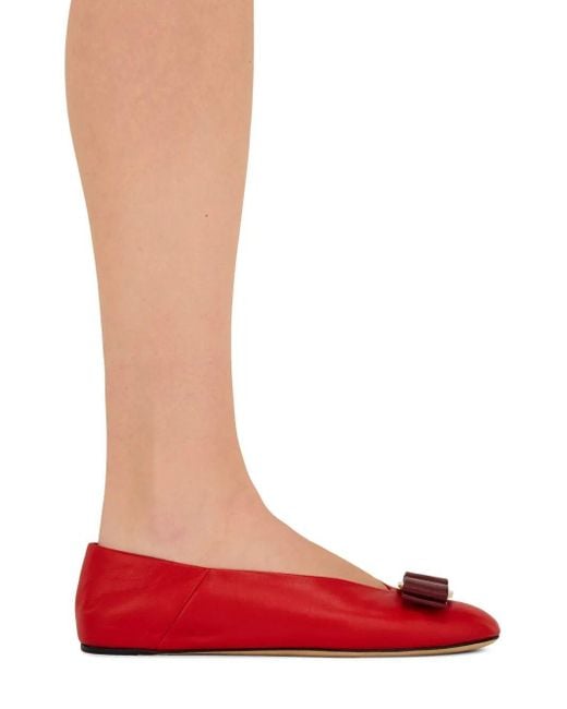 Ferragamo Red Vanna Ballerinas Shoes