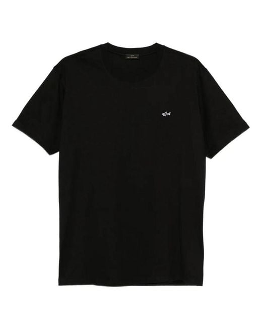 Paul & Shark Black Crewneck Logo T-Shirt for men