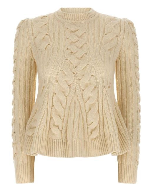 Alexander McQueen Natural 'Peplum Cable' Sweater