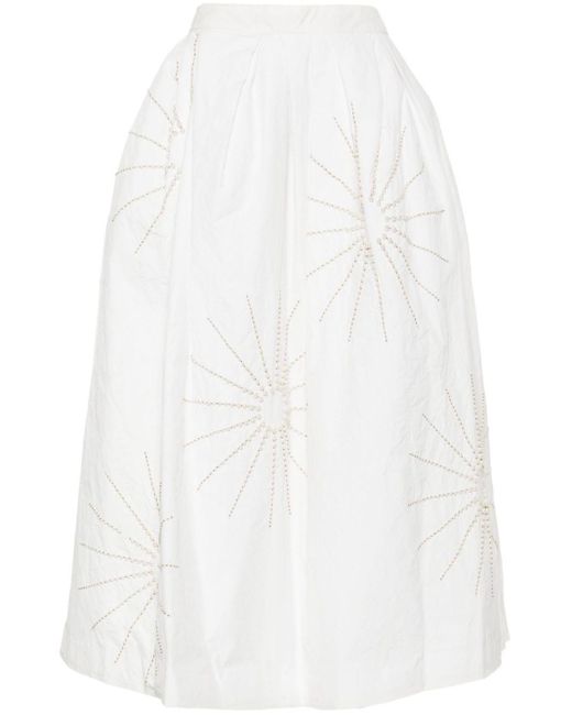Dries Van Noten White Soni Embroidered Skirt