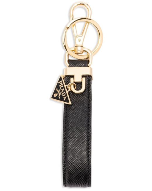 Prada White Saffiano Leather Key Ring