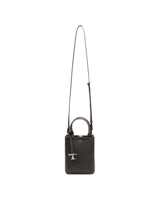 Tod's Black Micro Hand Bag With Logo Pendant
