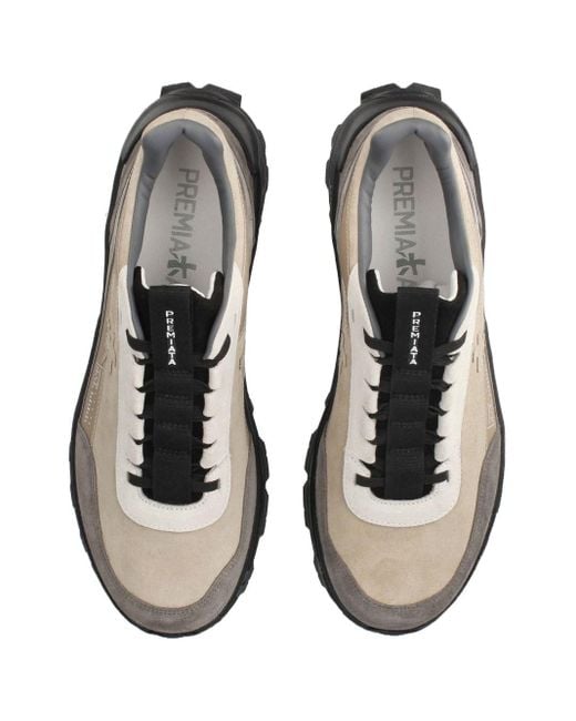 Premiata White Suede And Smooth Leather Devin Sneakers for men