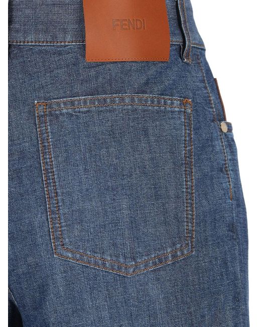 Fendi Blue Ff Chambray Long Jeans