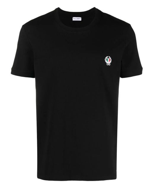 Dolce & Gabbana Black Logo-embroidered T-shirt for men