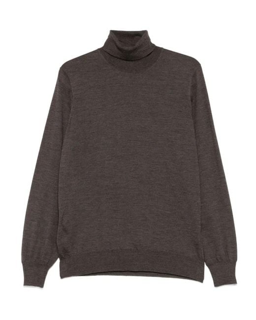 Brunello Cucinelli Gray Wool Blend Turtleneck Sweater for men