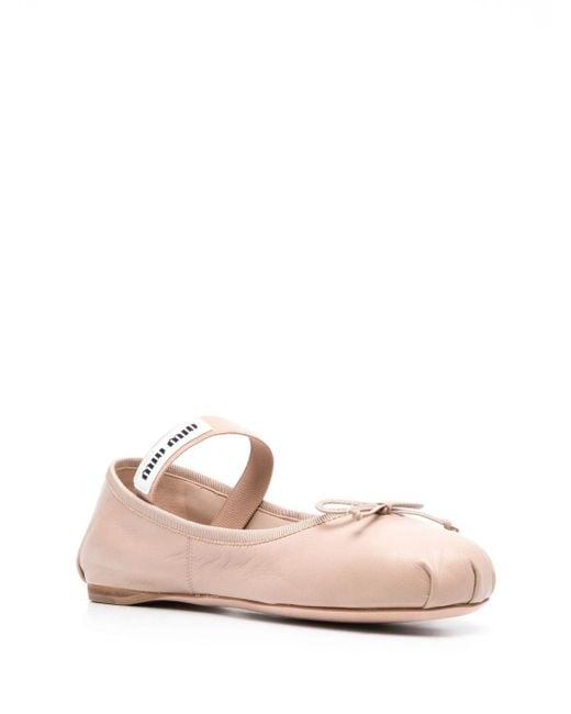 Miu Miu Pink Women Leather Ballerina Shoes