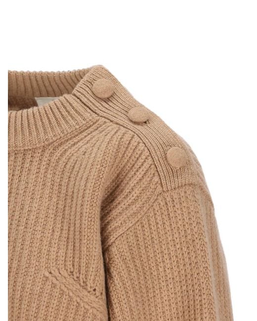 Chloé Natural Pullover Corto Con Collo A Lupetto