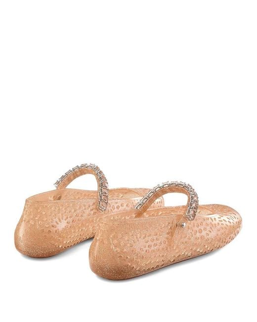 Jimmy Choo Pink Transparent Jelly Ballet Flats With Crystals