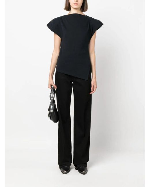 Isabel Marant Black Sebani Padded Asymmetric T-Shirt
