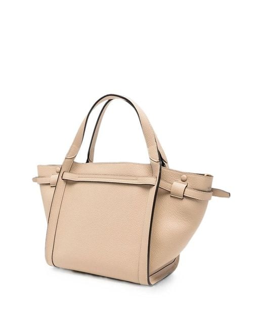 Tod's Natural Small T Signature Leather Shopping Bag