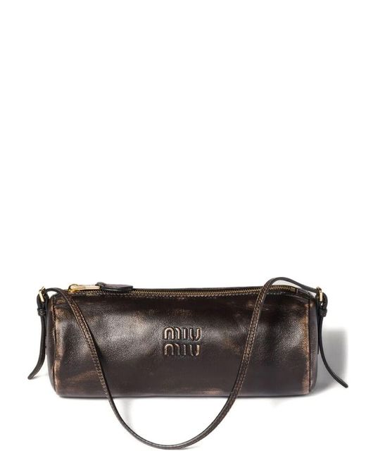 Miu Miu Gray Aged Effect Nappa Leather Pouch
