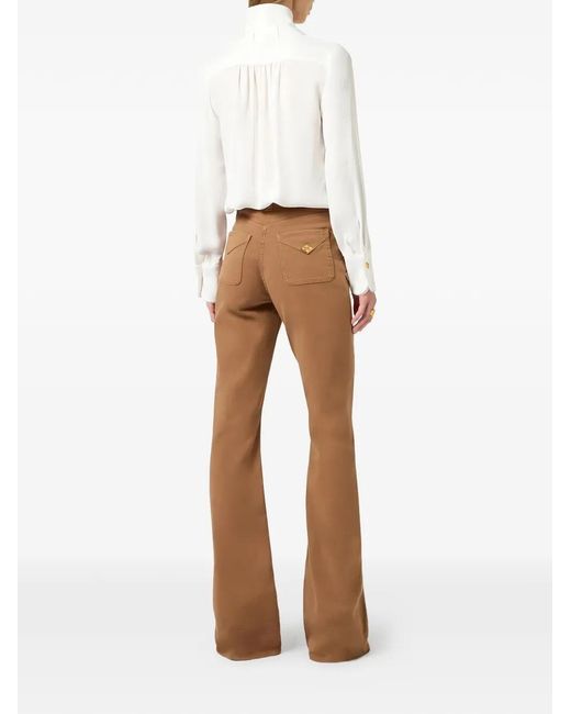 Elisabetta Franchi White Viscose Georgette Blouse With Sash Belt