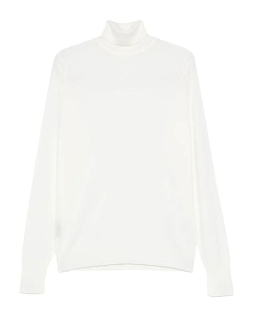 John Smedley White Richards Extra Fine Merino Wool Turtleneck for men