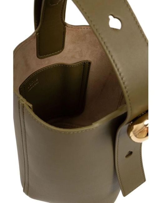 Loewe Green Smooth Leather Mini Pebble Bucket Bags