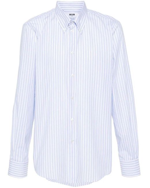 MSGM White Striped Shirt Clothing for men