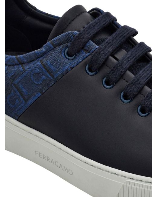Ferragamo Blue Leather Sneakers for men
