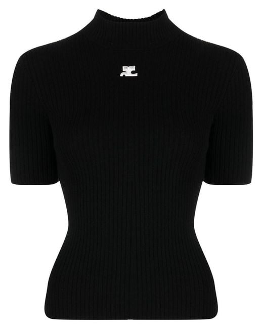 Courreges Black Reedition Knit Ss Jumper