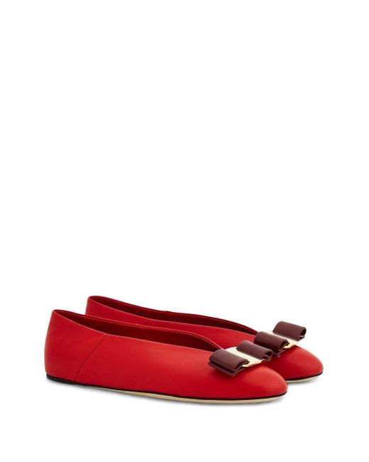 Ferragamo Red Vanna Ballerinas Shoes