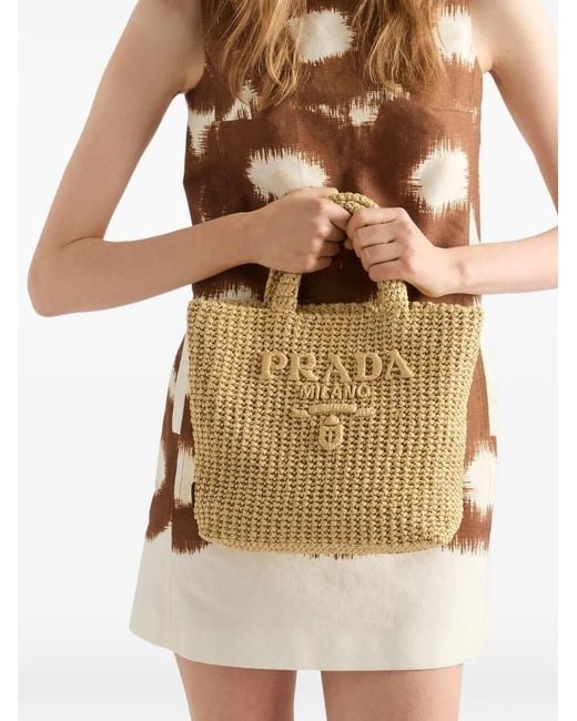 Prada Metallic Small Crochet Tote Bag