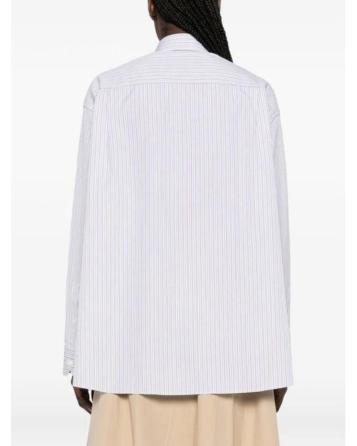 Prada White Double-Stripe Cotton Poplin Shirt