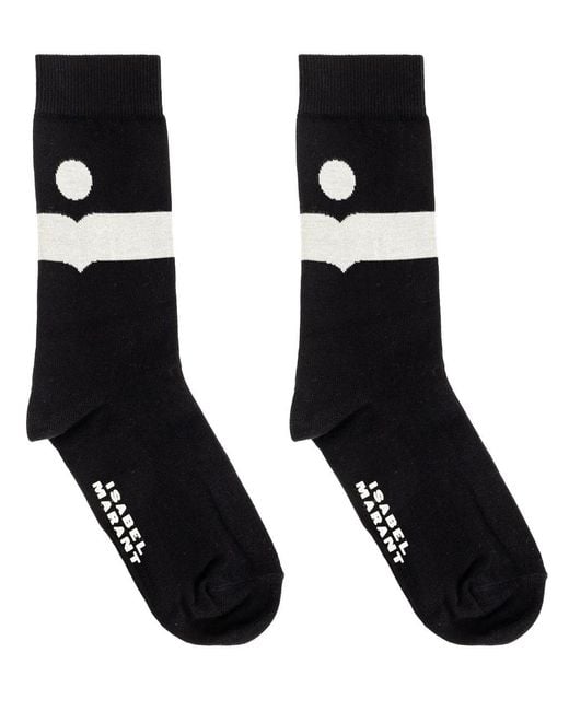 Isabel Marant Black Medium Nesson Socks With Logo