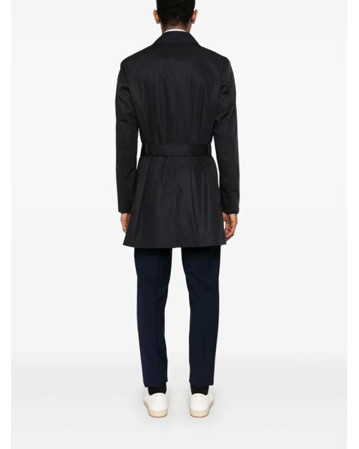 Herno Blue Double-Breasted Trench Coat for men