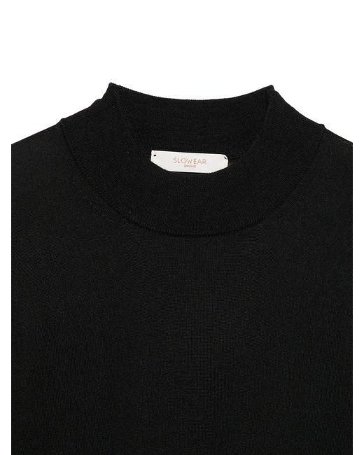Zanone Black Half-Sleeve Turtleneck