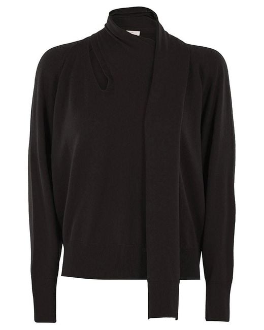 Zanone Black Sweater With Knot On The Neck